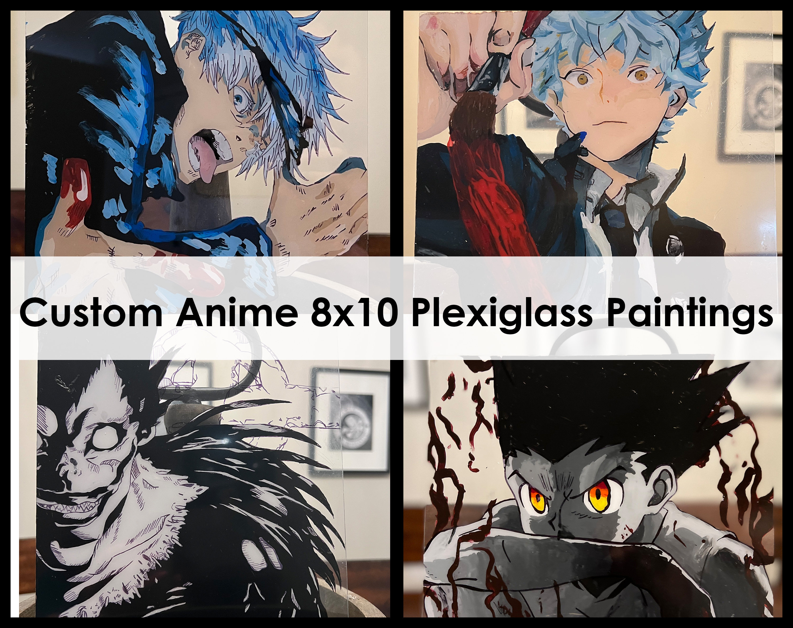 Plexiglass Detailed Anime Painting Custom or Choose One Already Made