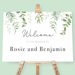 Greenery Wedding Welcome Sign For Wedding | Sage Green Personalised Welcome Sign | Wedding Welcome Sign | Sage Green Wedding Decor