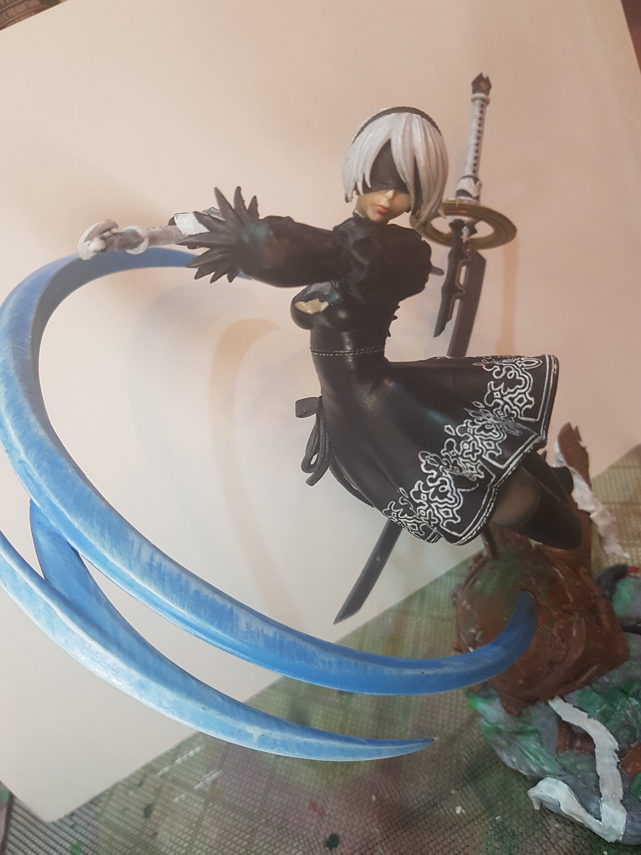 Figure/miniature Nier Automata 2-B Printed in 3D Resin and Hand Painted ...