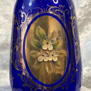 Cobalt Blue Art Glass Vase 21cm Tall. Czech Republic 1950&#39;s - 60&#39;s