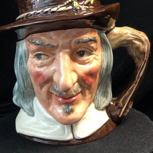 Royal Doulton Vintage Character Jug Complete Angler Izaak Walton Ref D6404 16cm Tall (Large size).  England c. 1950&#39;s