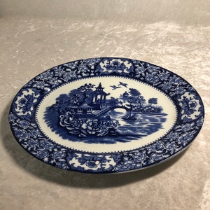 Vintage Olde Alton Ware Blue and White Oval Serving Dish 29cm by 23cm by Swinnertons, England