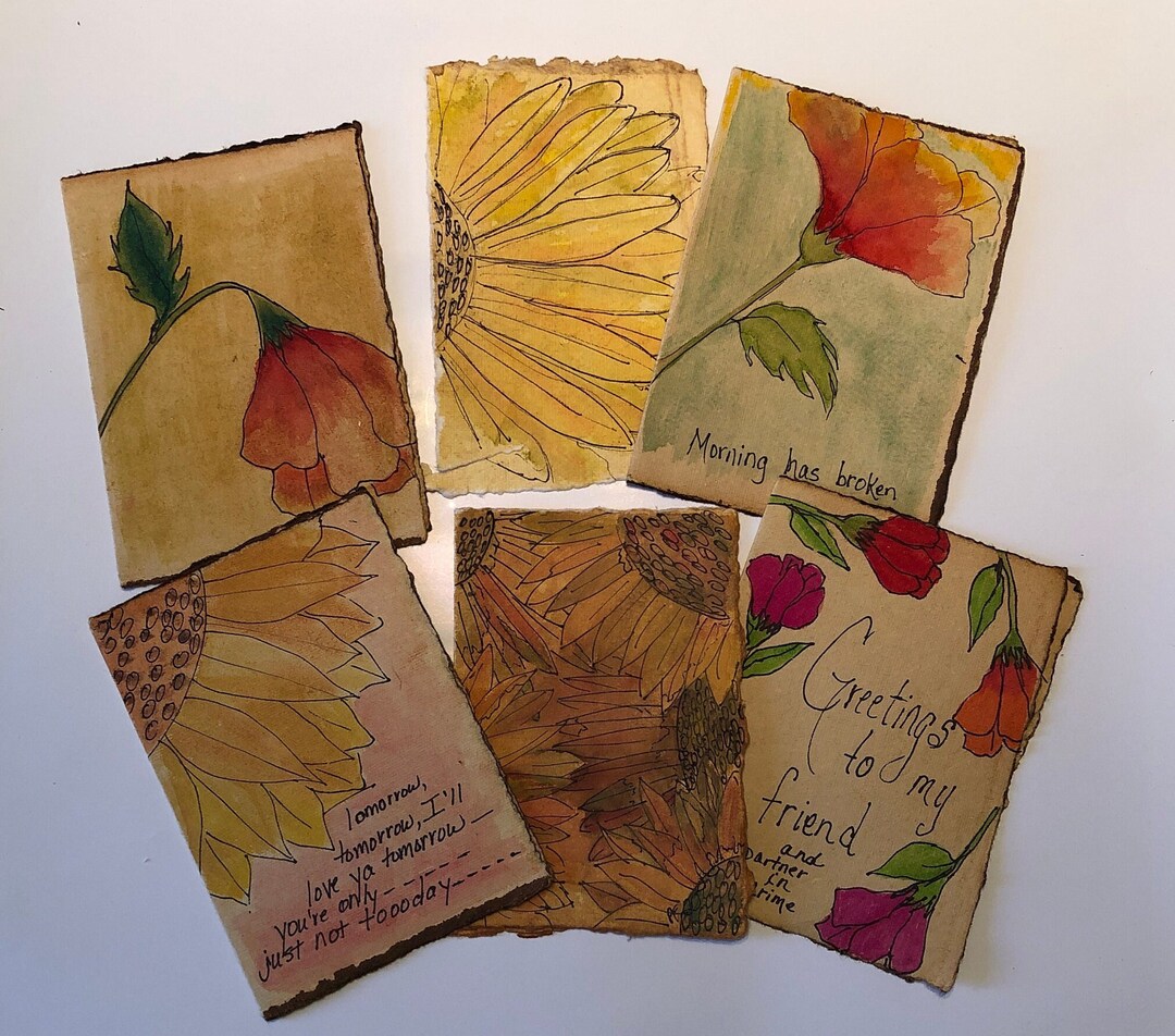 Hand-painted Watercolor Greeting Cards (set of Six W/envelopes) - Etsy