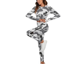 All-Over Print Women's Sport Set With Backless Top And Leggings