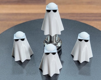 Tapones para válvulas de neumáticos con diseño de fantasma con gafas de sol - Juego de 4