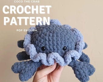 Coco the Crab Amigurumi Pattern, Crochet Crab Plushie Pattern Only