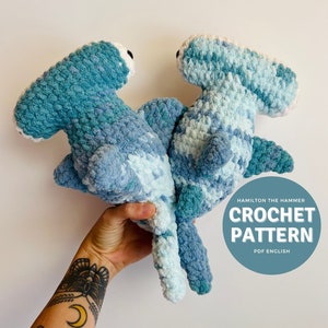 Hamilton the Great Hammerhead Shark Amigurumi Pattern, crochet hammerhead shark plushie pattern only