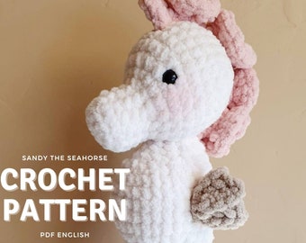 Sandy the Seahorse Amigurumi Pattern, crochet seahorse pattern only