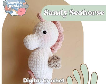 Sandy the Seahorse Amigurumi Pattern, crochet seahorse pattern only