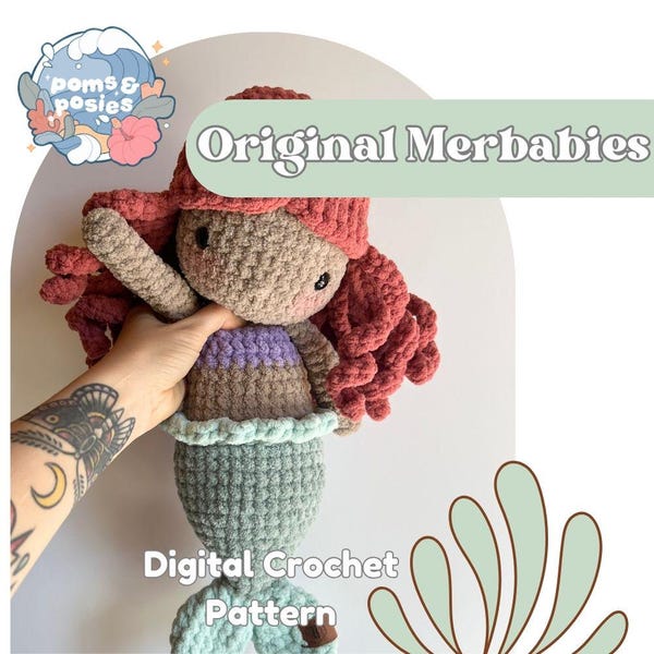 The Original Merbabies Amigurumi Pattern, crochet merbaby plushie pattern only