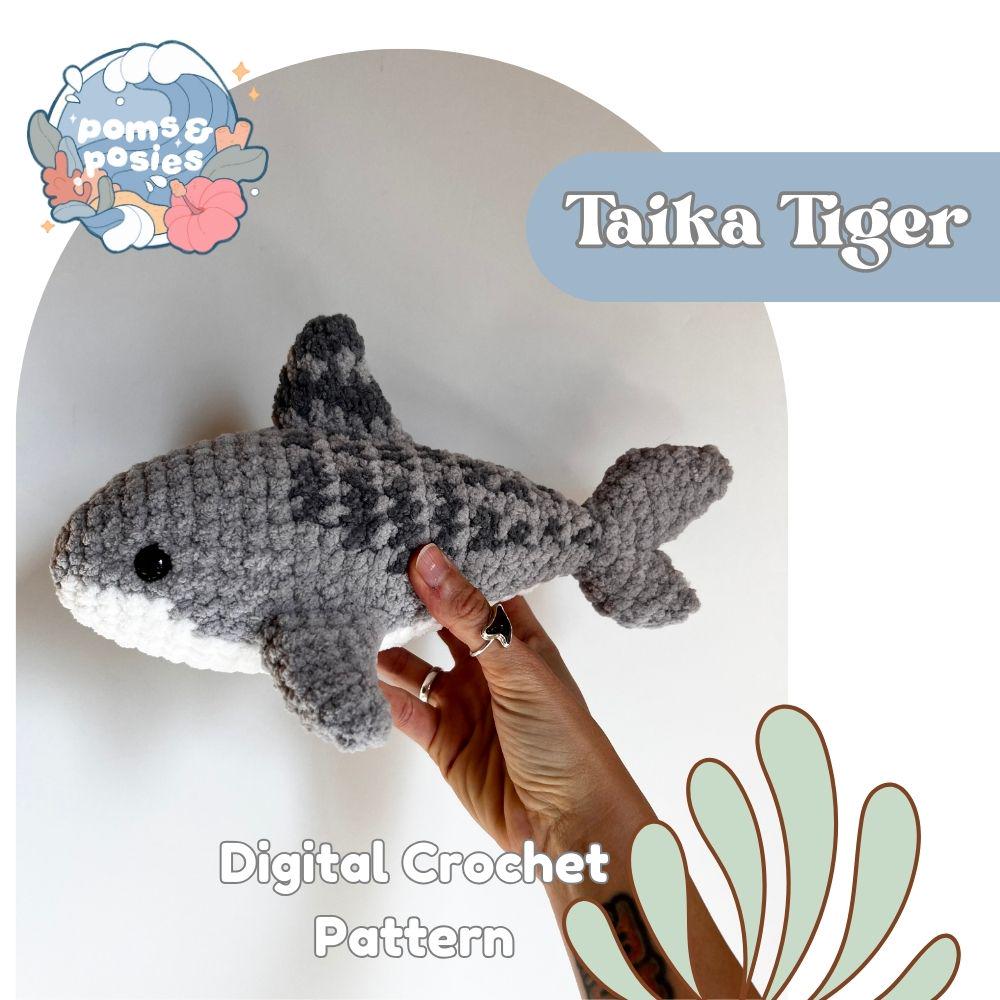 Taika the Tiger Shark Amigurumi Pattern, Crochet Tiger Shark