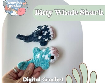 Bitty Whale Shark Amigurumi Pattern, NO SEW crochet bite size whale shark pattern only