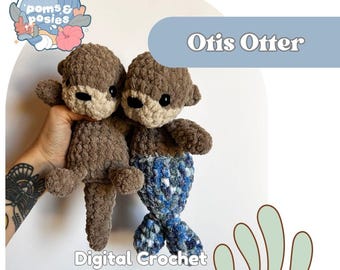 Otis Otter Merpet Amigurumi Pattern, crochet otter and merpet pattern only