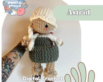 Patrón de amigurumi de Astrid la doncella vikinga, solo patrón de muñeca vikinga de crochet