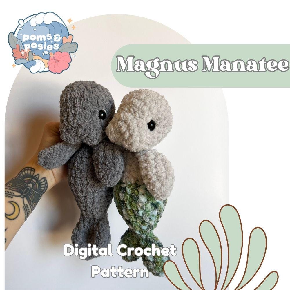 Magnus Manatee Merpet Amigurumi Pattern, crochet manatee and merpet pattern only