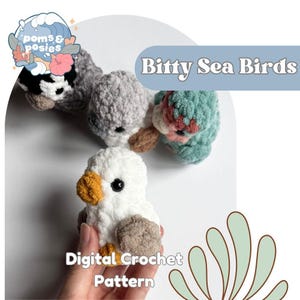 Patrón de amigurumi de pájaros marinos diminutos, solo patrón de pájaro de crochet