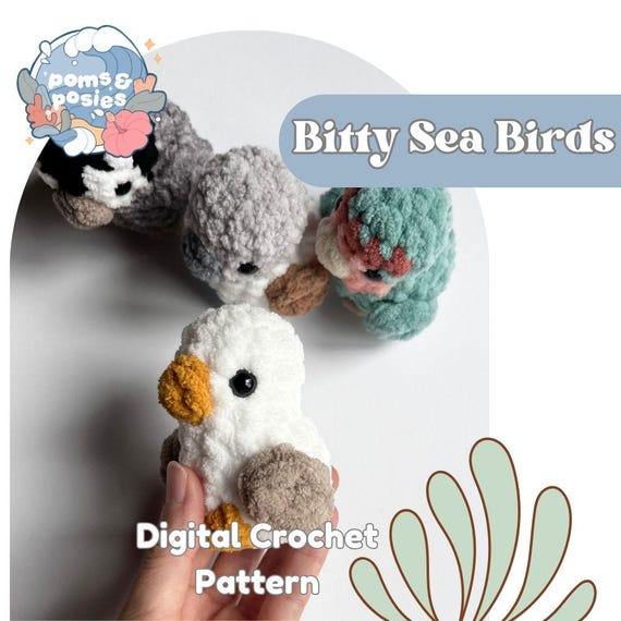 Bitty Sea Birds Amigurumi Pattern, crochet bird pattern only