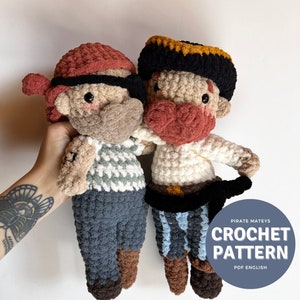 Pirate Mateys Amigurumi Pattern, crochet pirate pattern only