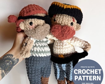 Pirate Mateys Amigurumi Pattern, crochet pirate pattern only