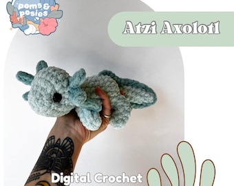 Atzi the Axolotl Amigurumi pattern, crochet axolotl pattern only