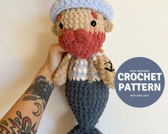 The Mini Mermen Amigurumi Pattern, crochet mini mermen plushie pattern only