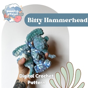 Bitty Hammerhead Shark Amigurumi Pattern, crochet bite size hammerhead shark pattern only