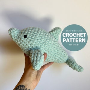 Dewey the Dolphin Amigurumi Pattern, crochet dolphin plushie pattern only