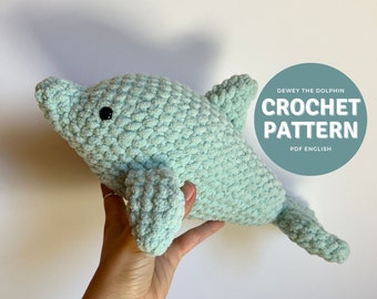 Dewey the Dolphin Amigurumi Pattern, crochet dolphin plushie pattern only