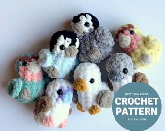 Bitty Sea Birds Amigurumi Pattern, crochet bird pattern only