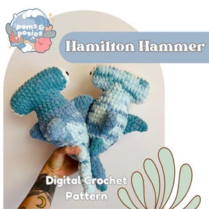 Hamilton the Great Hammerhead Shark Amigurumi Pattern, crochet hammerhead shark plushie pattern only