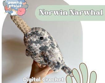 Norwin the Narwhal Amigurumi Pattern, ein gehäkeltes Narwal Plüschtier-Muster