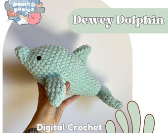 Dewey the Dolphin Amigurumi Pattern, crochet dolphin plushie pattern only