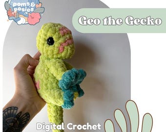 Geo the Day Gecko Amigurumi Pattern, crochet baby gecko pattern only