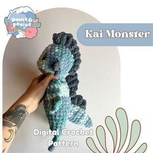 Kai das Seeungeheuer Amigurumi Muster , gehäkeltes Seeungeheuer Muster