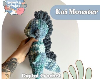 Modèle Amigurumi Kai le monstre marin, modèle de peluche monstre marin au crochet uniquement