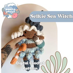 Selkie the Leggy Sea Witch Amigurumi Pattern, crochet sea witch plushie pattern only