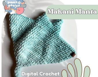 Makani the Blanket Ray Pattern, crochet manta ray blanket pattern only