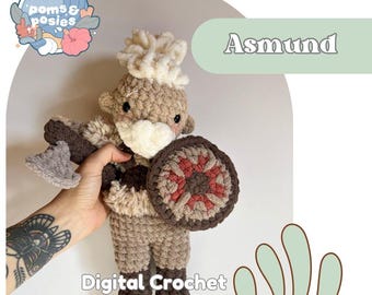 Patrón de amigurumi de guerrero vikingo Asmund, solo patrón de muñeco guerrero de crochet