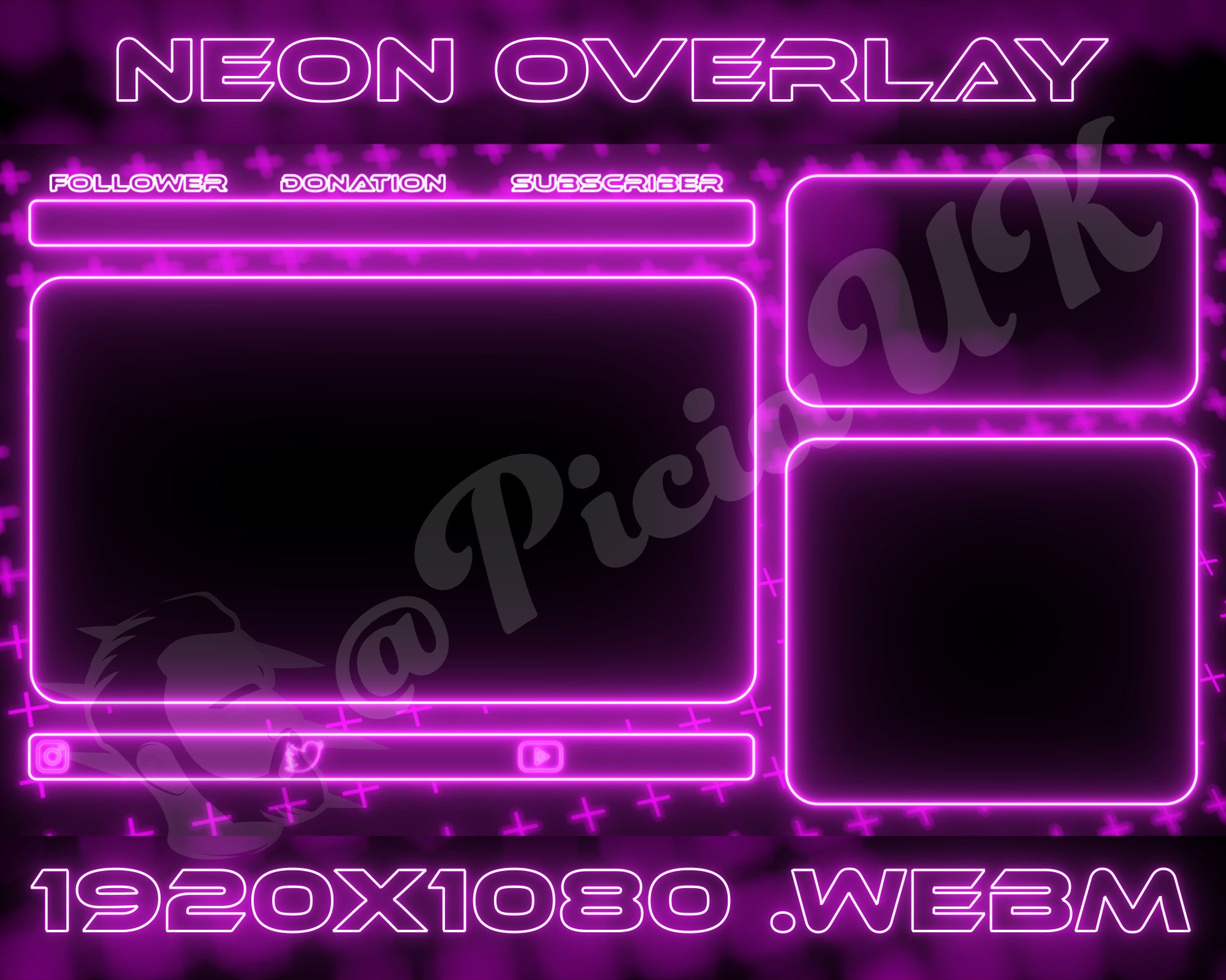 Neon Stream Overlay / Pink Overlay / Overlay / Twitch Stream Etsy México
