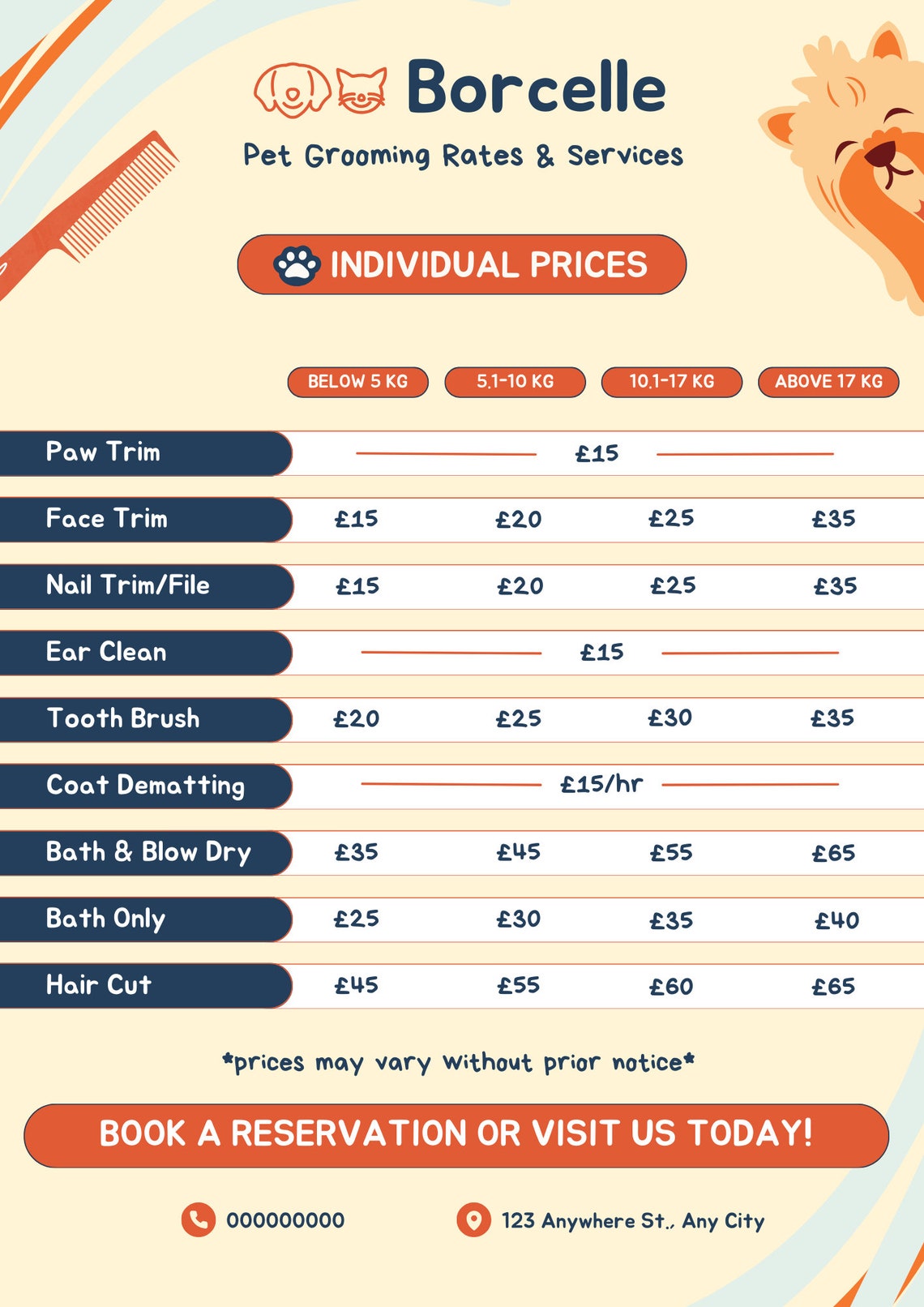 Picture of Pet Shop Groomer Prices and Services List - Etsy
