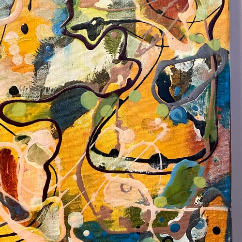 Blue Green and Orange Painting Abstract Fluid Acrylic Art Etsy