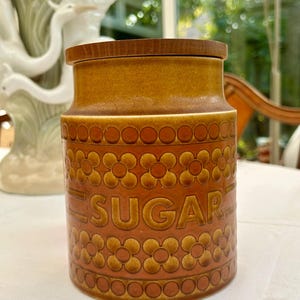 Vintage Hornsea Saffron Sugar Jar: 1970s Ceramic Chintz Design