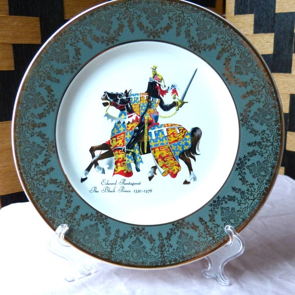 Crown Ducal Edward Plantagenet Commemorative Plate, “The Black Prince” of Wales 1330-1376, 27cm or 10 1/2", Liverpool Road Pottery Decorated