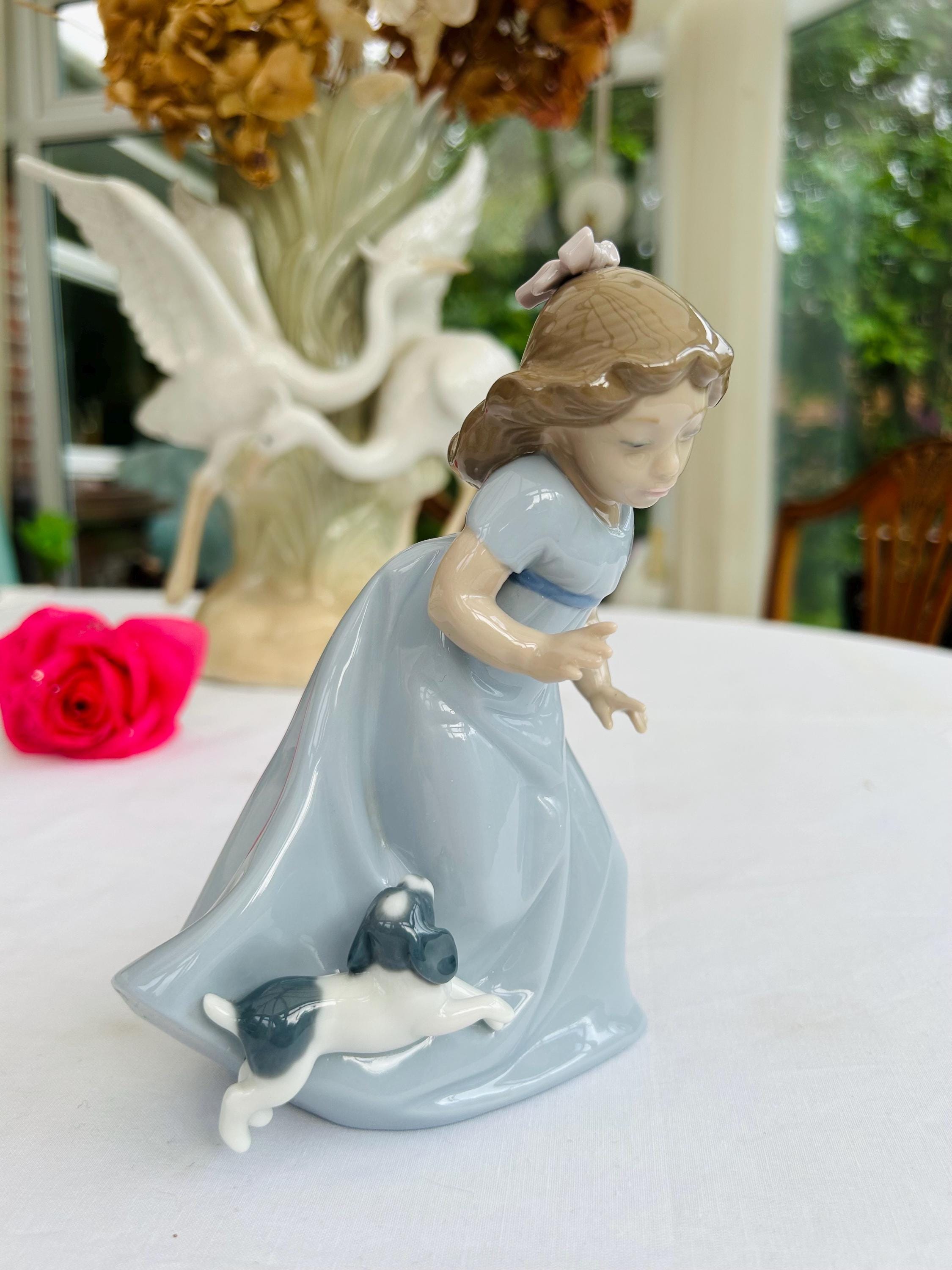 NAO Lladro Figurine: Girl With Dog, Handmade Spanish Porcelain - Etsy