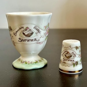 Royal Doulton Brambly Hedge Summer Collection Eggcup and Thimble | Jill Barklem 1982 Collector&#39;s Edition | Perfect Condition