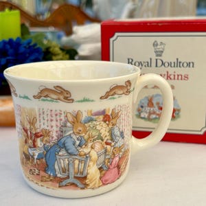 Tazza Royal Doulton Bunnykins / 1994 / Tazza per battesimo vintage con manico / Scatola originale / Regalo per la cameretta dei bambini / Porcellana inglese