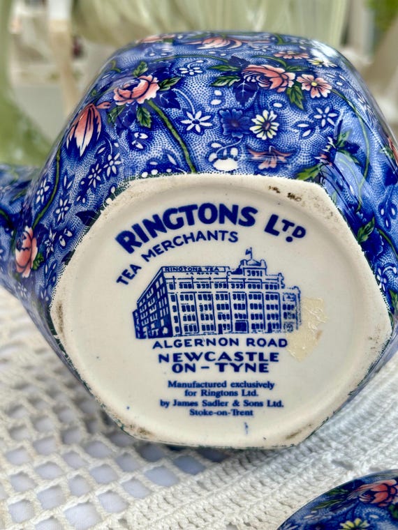 Ringtons Chintz Teapot by Wade Ceramics - Blue Floral Tea Pot