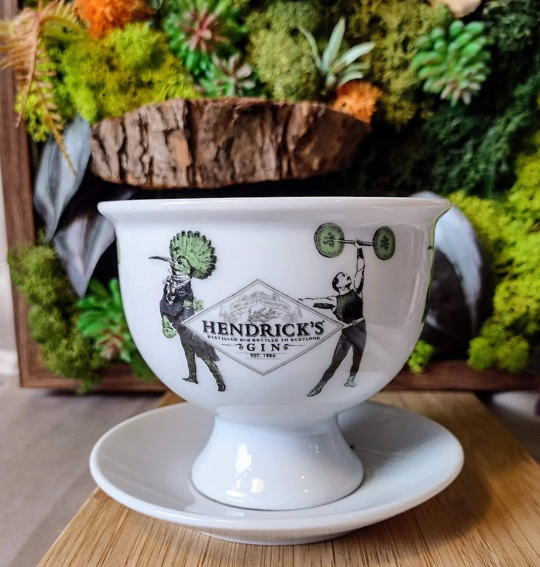 Hendricks Gin Cup & Saucer Ceramic Gin Set Tea Set Goblet Drinking