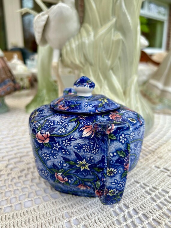 Ringtons Chintz Teapot by Wade Ceramics - Blue Floral Tea Pot