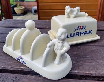 &quot;Schrullig Lurpack Butterdose & Brot Halter Retro Vintage Stilvoll Lustig Britisch Made By Wade Pottery &#39;Douglas&#39;&quot;